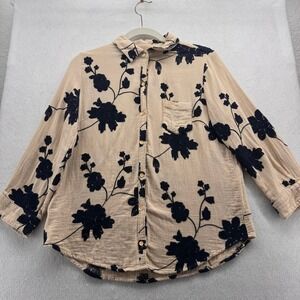 Isabella Sinclair Floral Embroidered Button Down Shirt Top Blouse‎ Small
